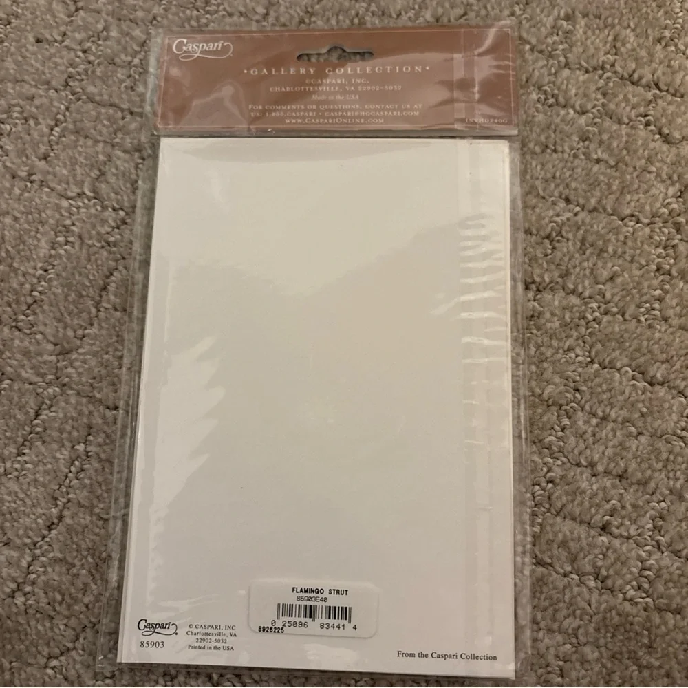 Caspari Gallery Collection Invitations 8 Cards With Envelopes Flamingo Strut